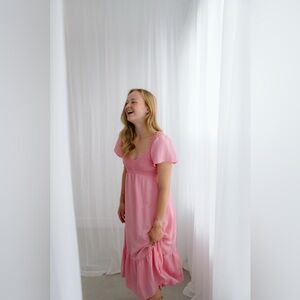 Blu Pepper Vibrant Pink Smocked Dress